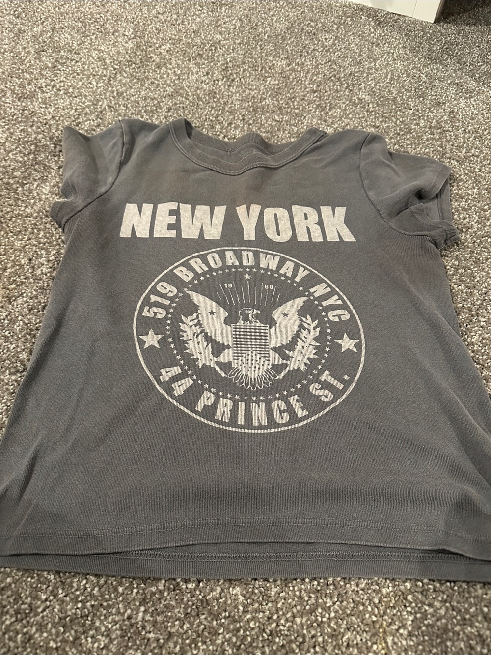 Brandy Melville Charcoal Gray 'New York' Graphic Tee